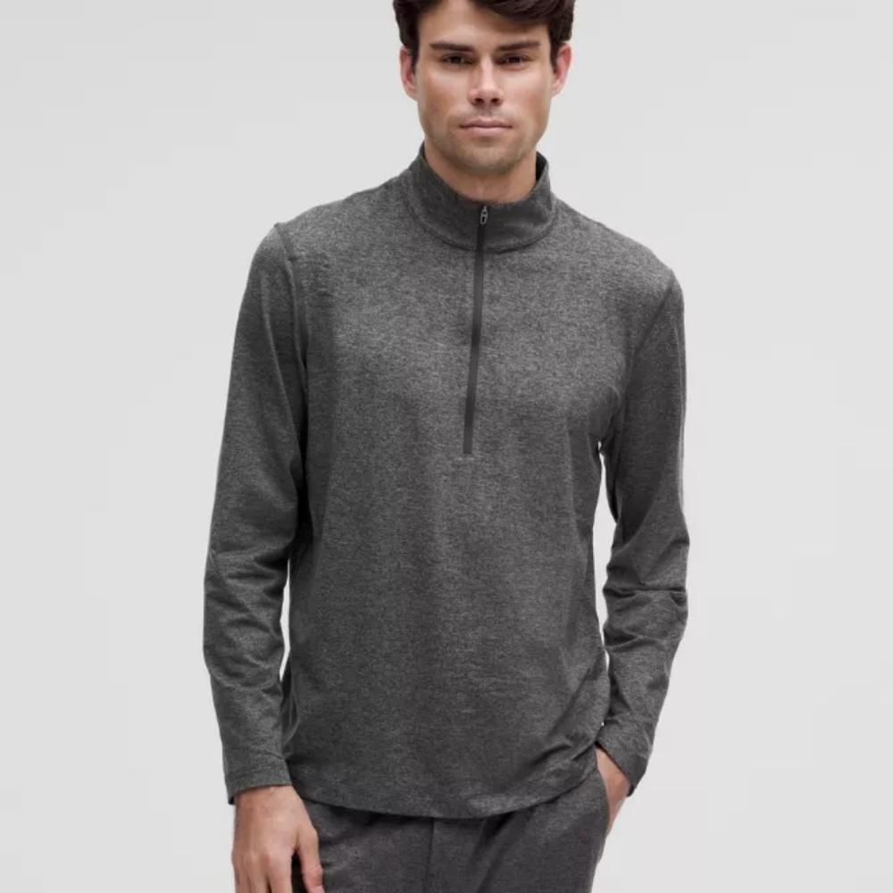NWOT Lululemon Soft Jersey Half Zip Heathered Black/Heathered Graphite Grey